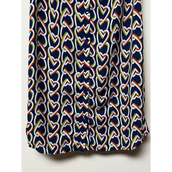 CABI Amour Heart Chain Link Sleeveless Shirt Dress, Navy Contrast Lining, Sz XS - Picture 5 of 11